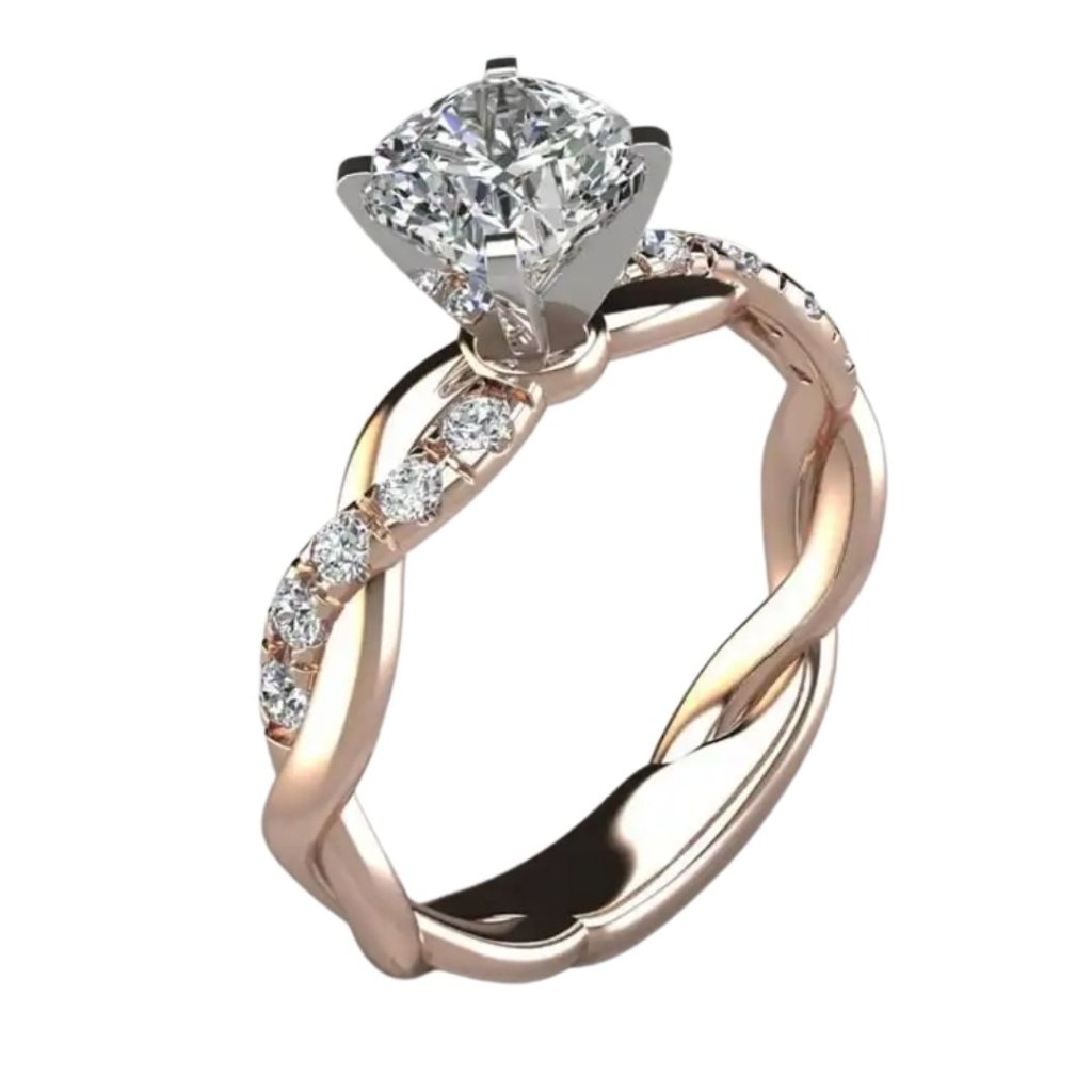 Diamond Bling Ring Rose Gold Fashion Jewelry 24$